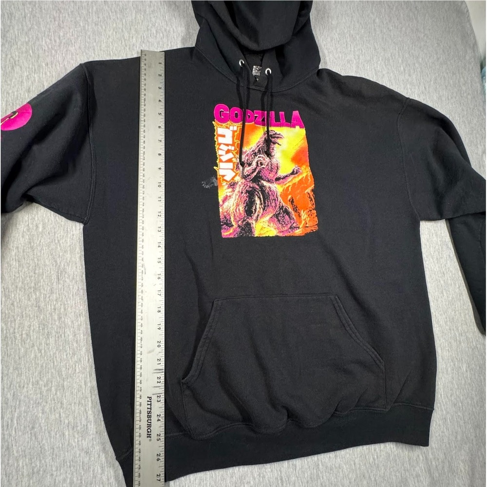 Godzilla Hoodie XL Black Neon Graphic Sleeve Print Official Toho Licensed - Picture 5 of 8
